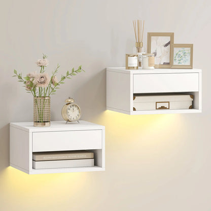 Table de chevet flottante lot de 2, lumières LED RVB, RVB