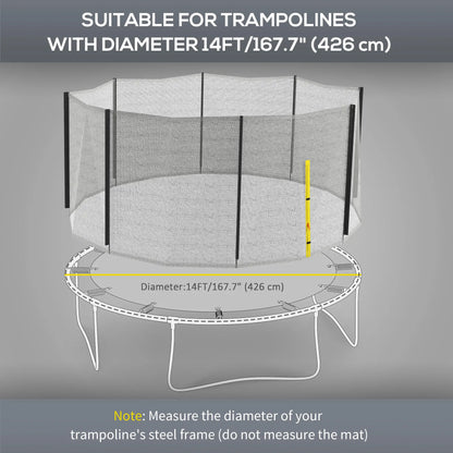 Trampoline Net Enclosure, 14ft Round, 8 Straight Poles, Weather Resistant, Black Trampolines at Gallery Canada