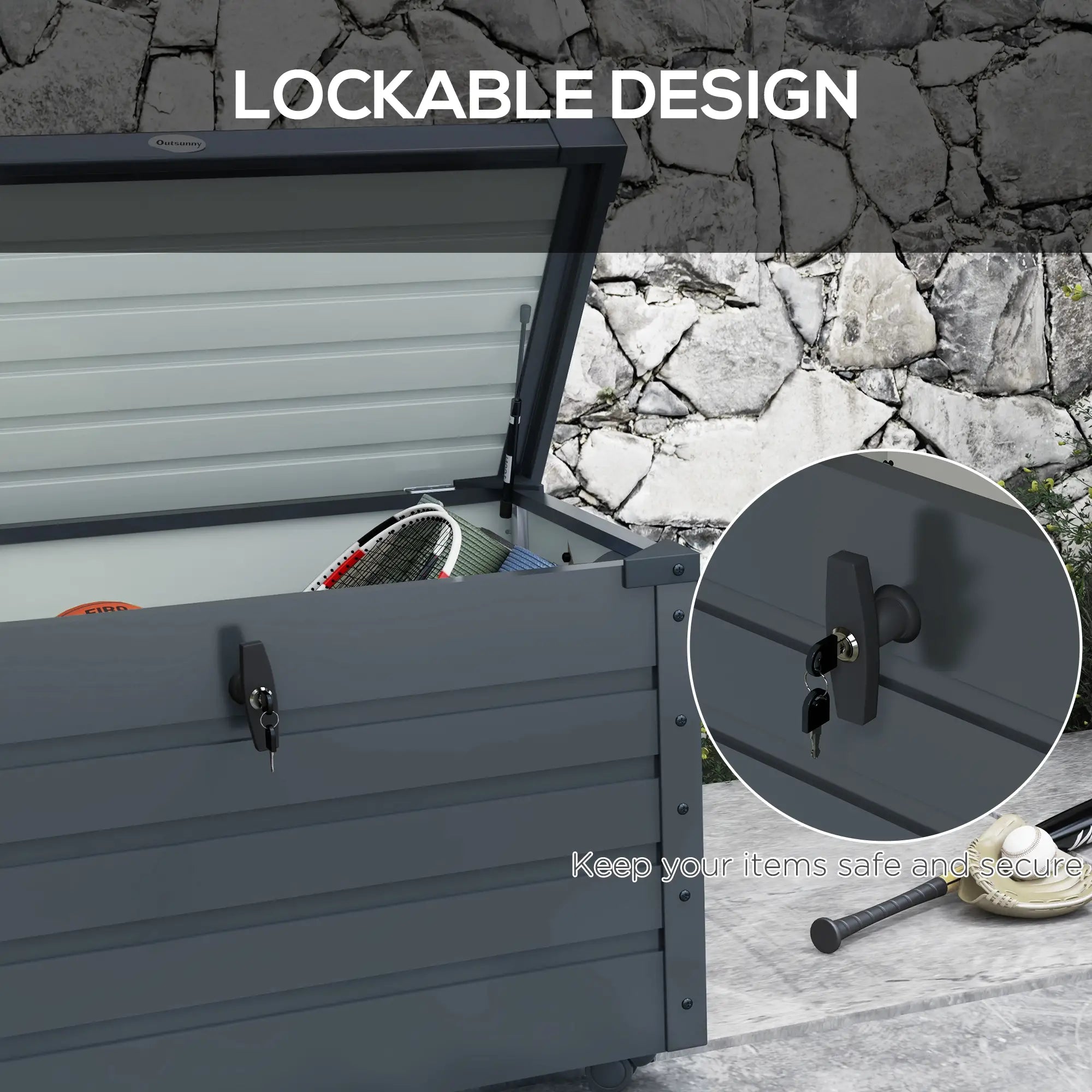 78 Gallon Waterproof Outdoor Storage Box With Wheels, Dark Grey Patio Storage Boxes at Gallery Canada