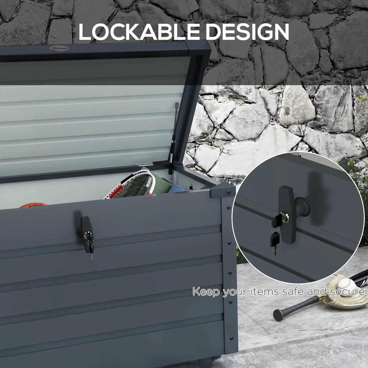 78 Gallon Waterproof Outdoor Storage Box With Wheels, Dark Grey Patio Storage Boxes at Gallery Canada