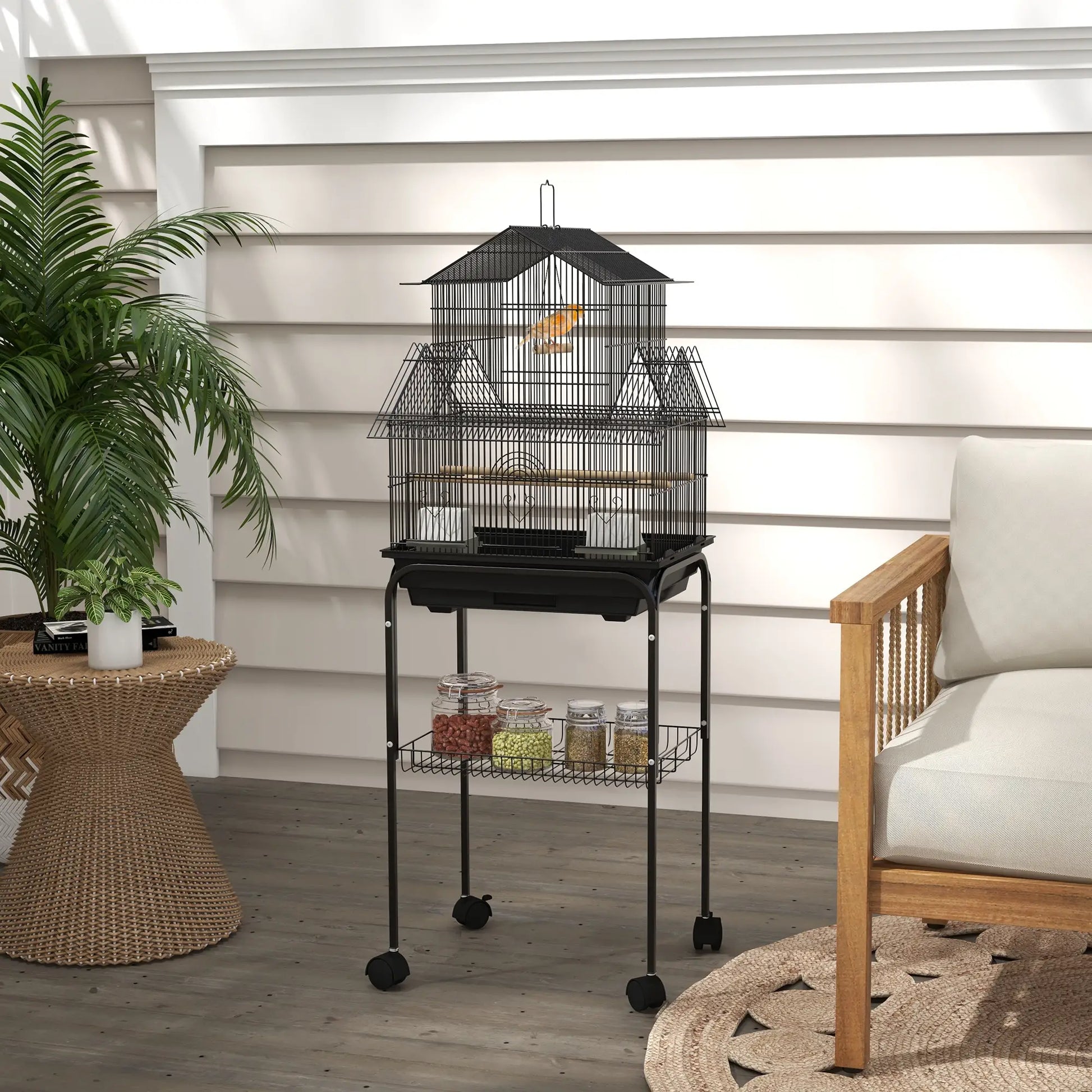 48" Bird Cage with Perch, Swing, Food Container, Slide-out Tray Bird Cages at Gallery Canada
