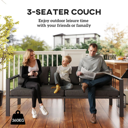 3-Seat Aluminum Outdoor Couch with Cushions, Wide Seat, Dark Grey Patio Chairs at Gallery Canada