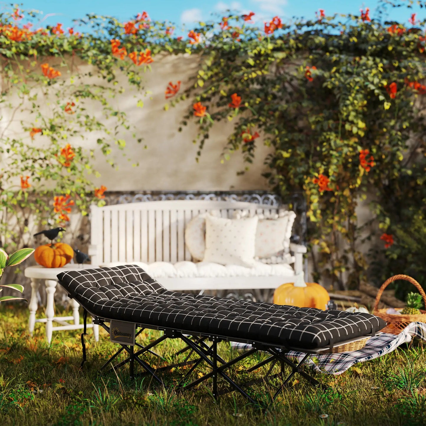 26.4" Wide Folding Camping Cot, Mattress, Storage Pocket, Carry Bag, 330 LBS, Black Camping Cots at Gallery Canada