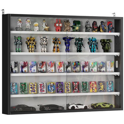 5-Tier Glass Display Cabinet, 2 Doors, 4 Adjustable Shelves, Black Display Bookshelves at Gallery Canada