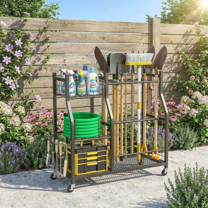 3-Tier Garden Tool Organizer, 74 Slots, 4 Wheels, 11 Hooks Garden Accessories at Gallery Canada