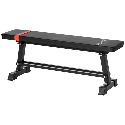 Flat Weight Bench, Dumbbell Rack, Padded Seat, Anti-Slip Foot Pads