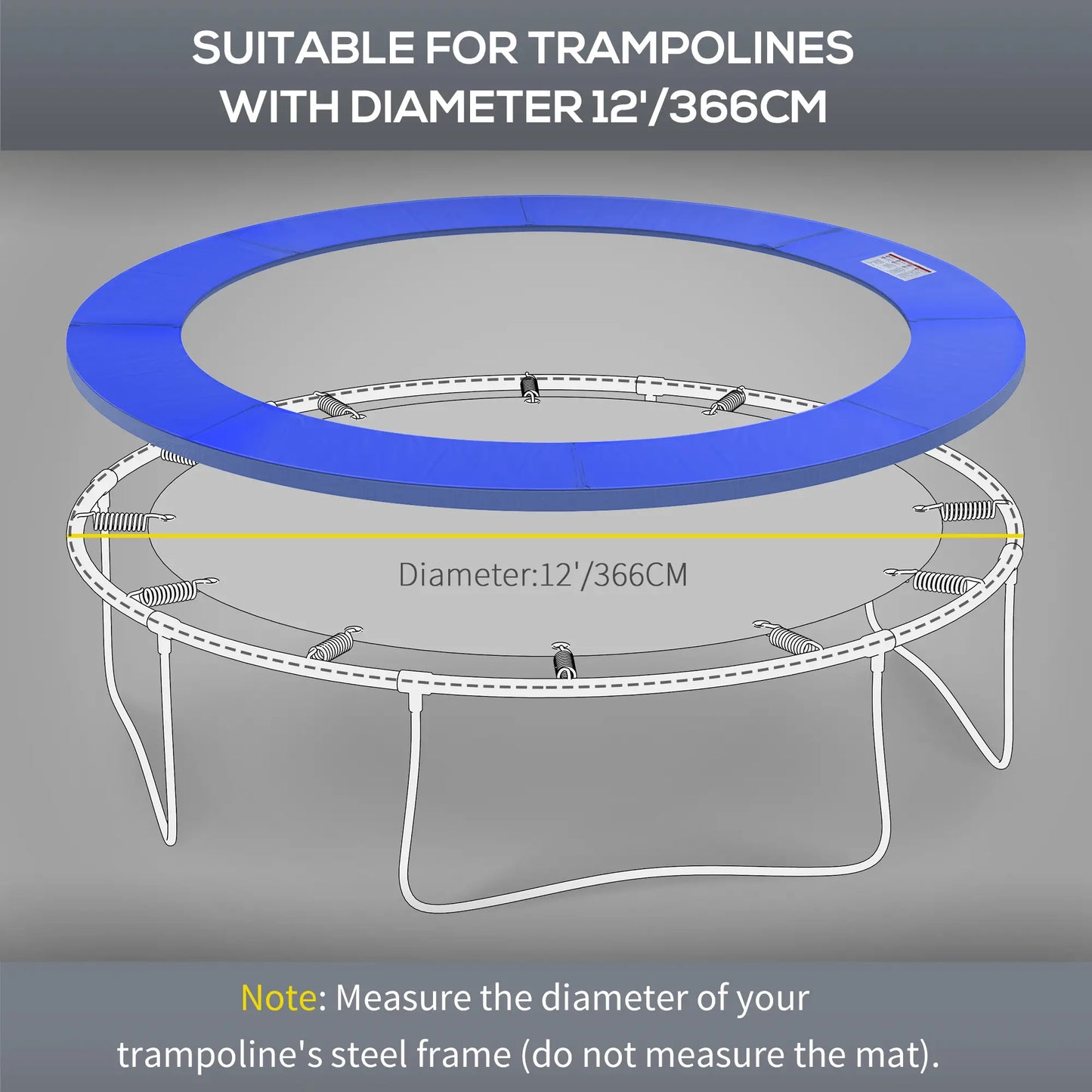 12ft Trampoline Pad, 144" Spring Safety Cover, Blue Trampolines at Gallery Canada