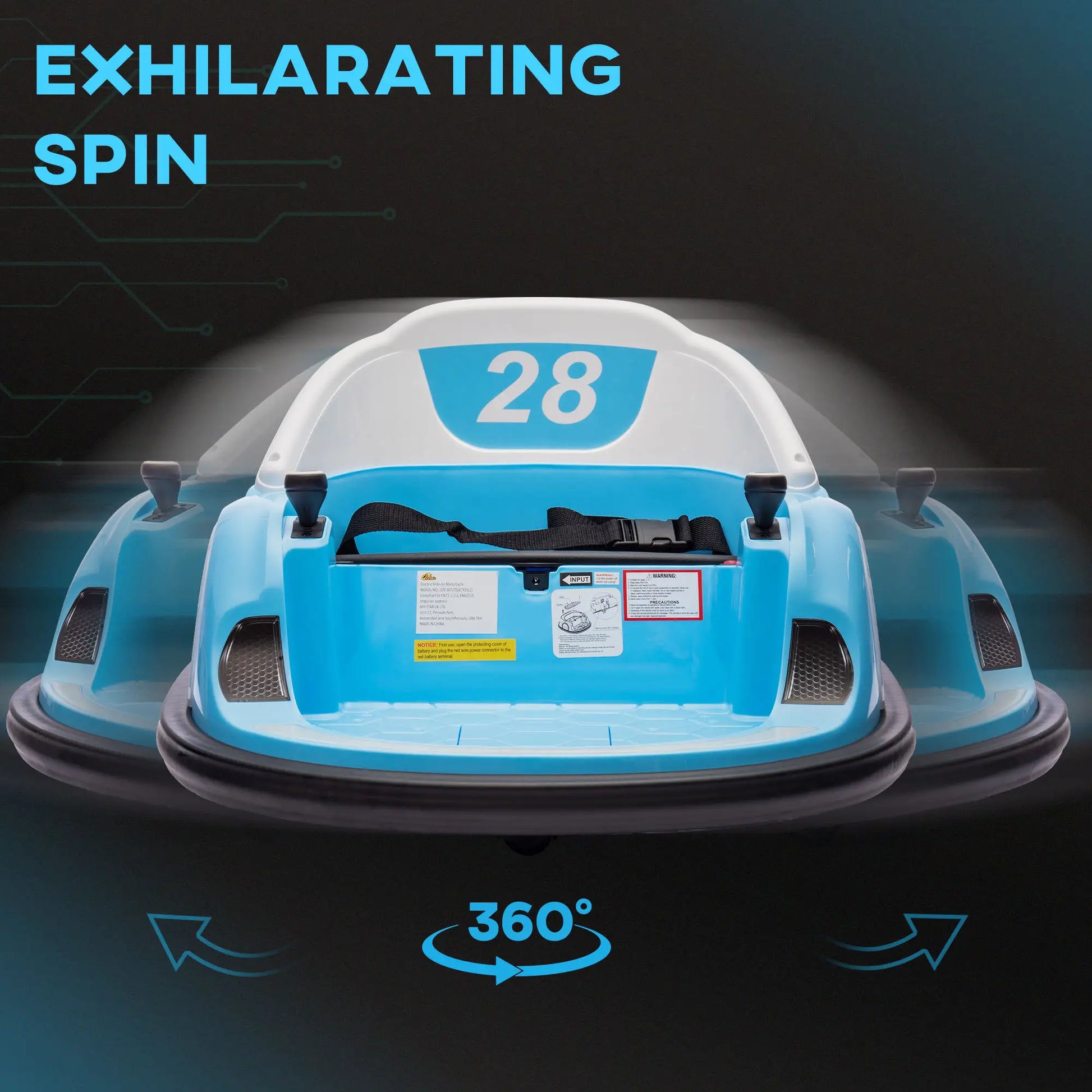 12V Toddler Bumper Car, 360 Remote Control, Lights Music Horn, 1.5-5 Years, Light Blue Electric Toy Cars at Gallery Canada