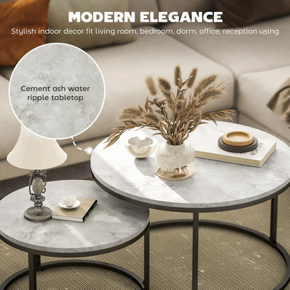 Modern Coffee Table Set of 2, Nesting Side Tables, Metal Base, Grey Coffee Tables at Gallery Canada