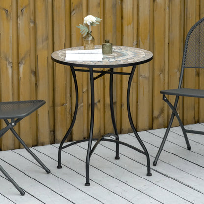 Round Mosaic Patio Table, Metal Frame, Outdoor Garden Furniture, Green Patio Side Tables at Gallery Canada