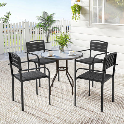 Stackable Patio Chairs Set Of 4, Outdoor Dining Chairs, Black Outdoor Dining Sets at Gallery Canada