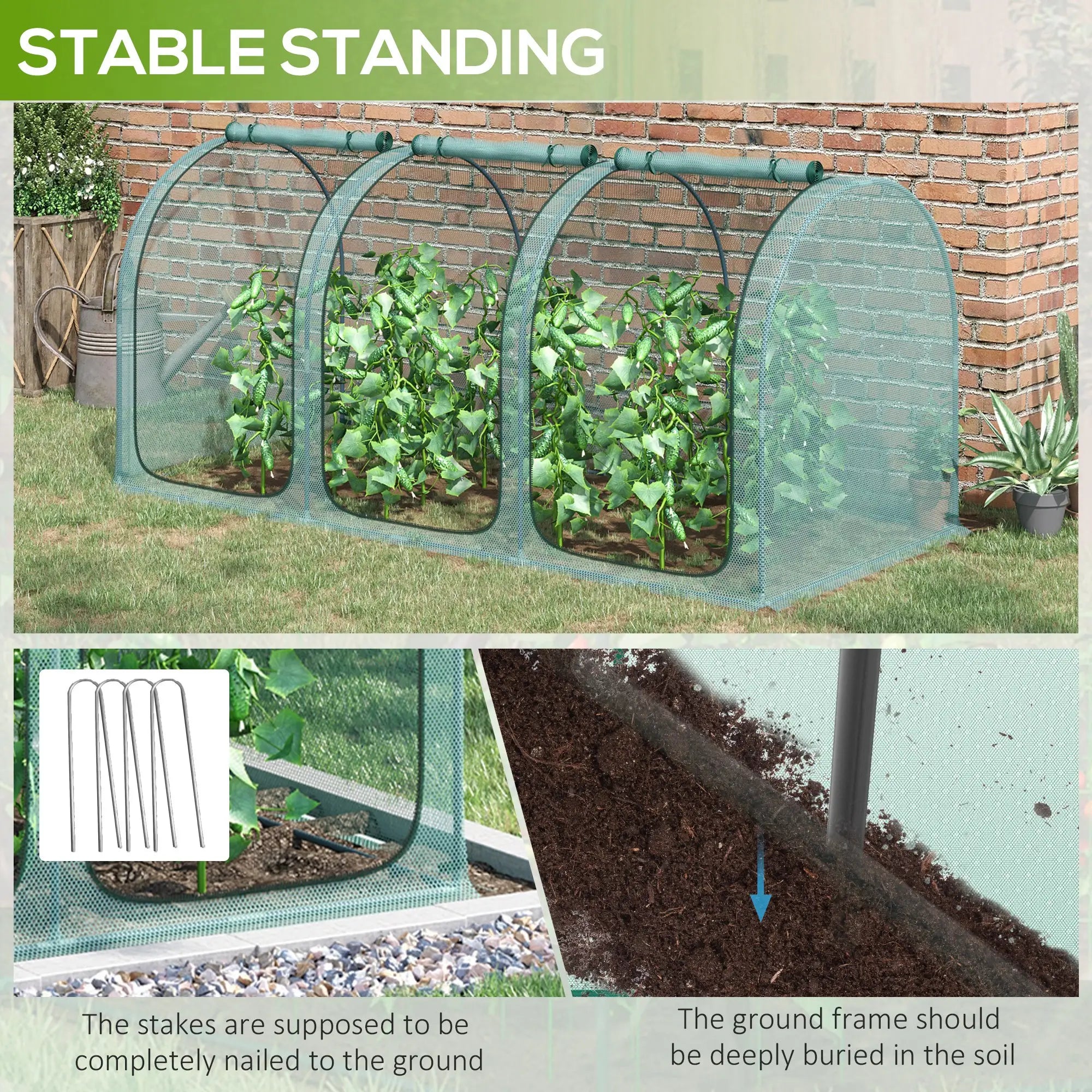 9' x 4' Crop Cage, Garden Plant Protector, 3 Zippered Doors, 4 Stakes Walk In Greenhouses at Gallery Canada