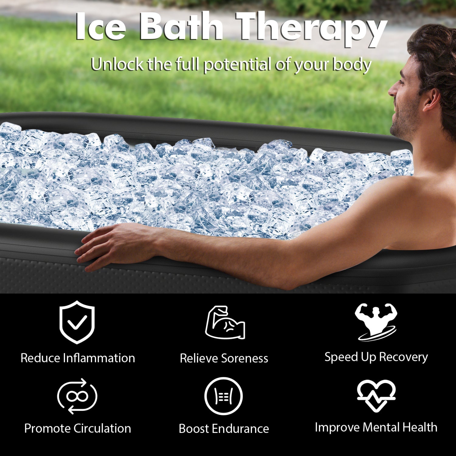 Portable Ice Bath Tub With Lid, Protective Cover, Black Spa & Salon at Gallery Canada