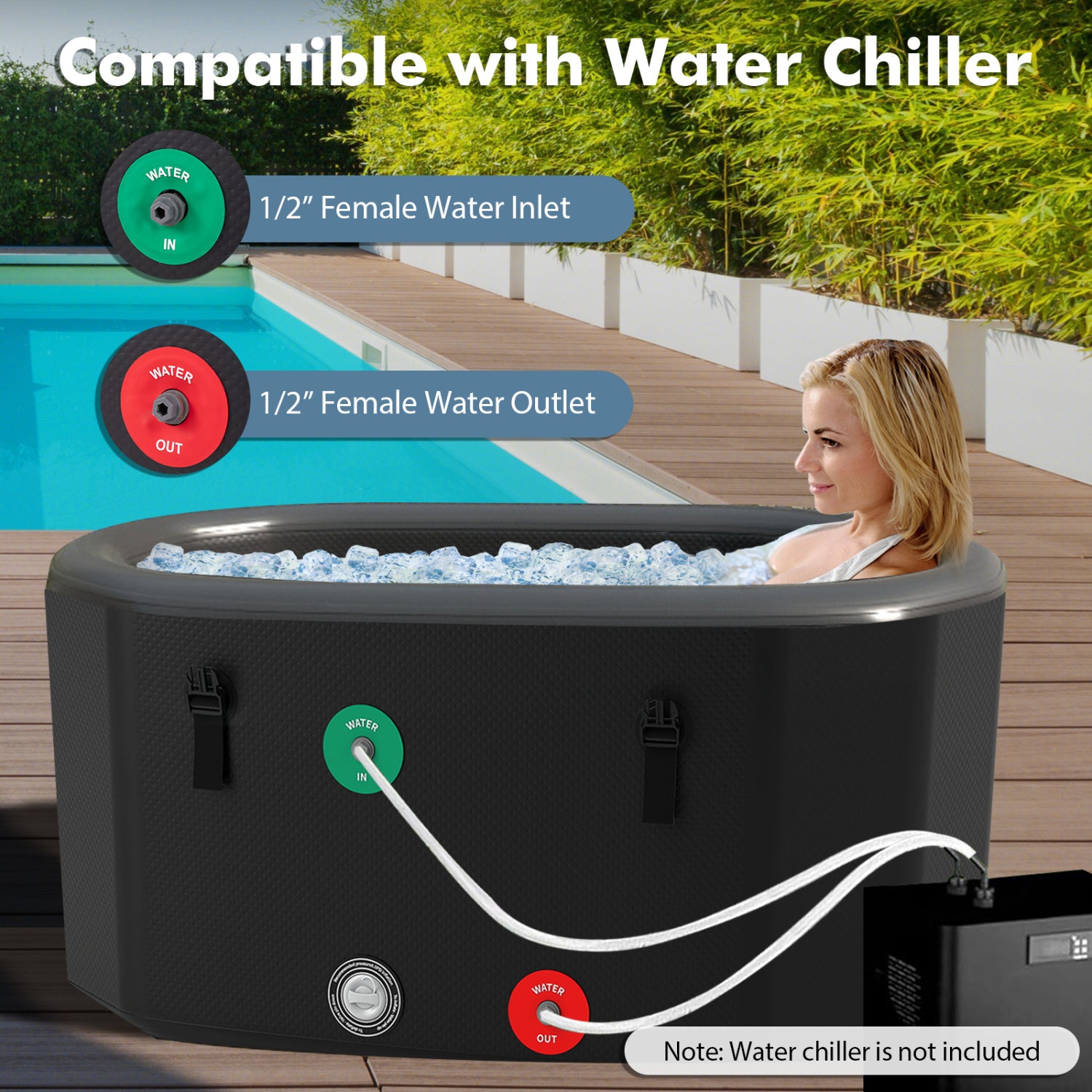 Portable Ice Bath Tub With Lid, Protective Cover, Black Spa & Salon at Gallery Canada