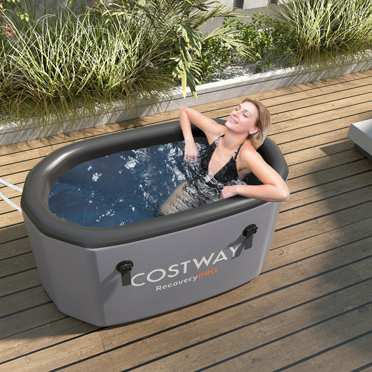 XL 129 Gal Oval Ice Bath Tub, With Cover And Hand Pump, Gray Spa & Salon Gray at Gallery Canada