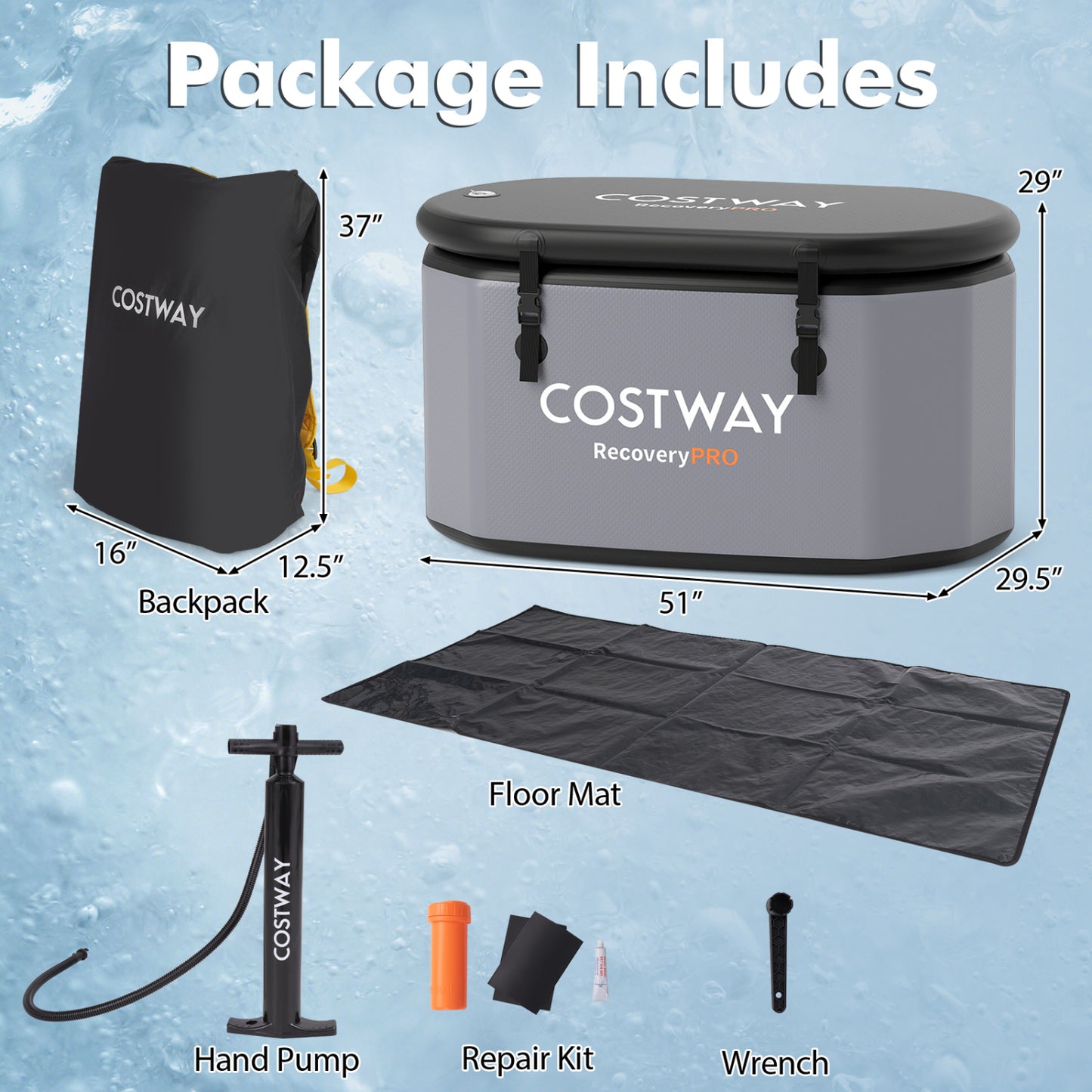XL 129 Gal Oval Ice Bath Tub, With Cover And Hand Pump, Gray Spa & Salon at Gallery Canada