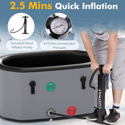 XL 129 Gal Oval Ice Bath Tub, With Cover And Hand Pump, Gray Spa & Salon at Gallery Canada