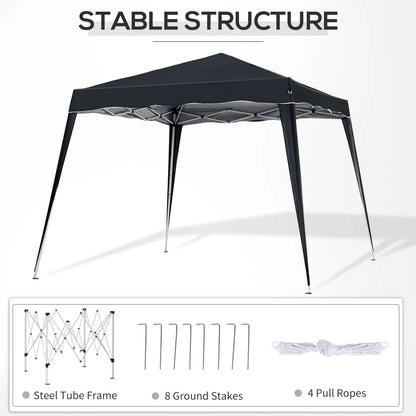 8' x 8' Pop Up Canopy, Foldable Outdoor Tent, Portable with Carrying Bag, Black Pop Up Canopies at Gallery Canada