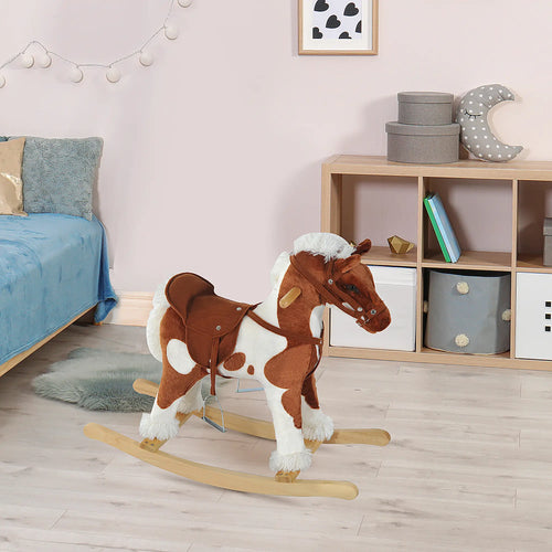 Kids Rocking Horse Ride-On Toy, Nursery Rhyme Music, Light