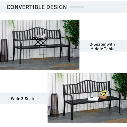 Metal Outdoor Bench with Liftable Table, Patio Loveseat, Garden Bench, Black Outdoor Benches at Gallery Canada