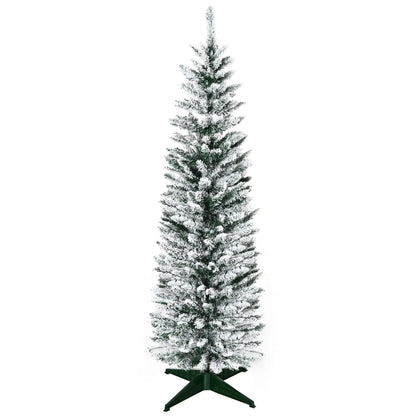 5ft Pencil Artificial Christmas Tree, Snow Flocked Branches, Green Artificial Christmas Trees at Gallery Canada