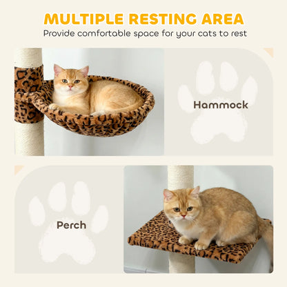 8.5ft Cat Tree 5-Tier Kitty Activity Center With Scratching Post, Leopard Print