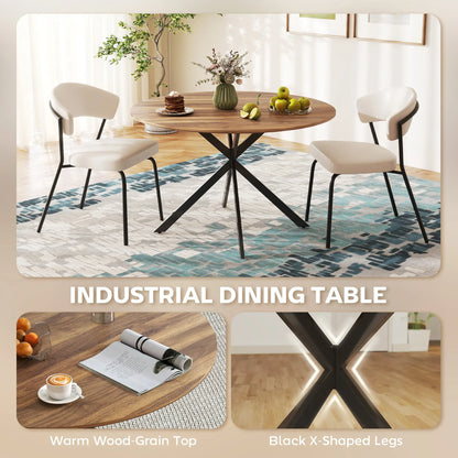 47 Inch Round Kitchen Table, Industrial Dining Table, Dark Brown Black Dining Tables at Gallery Canada