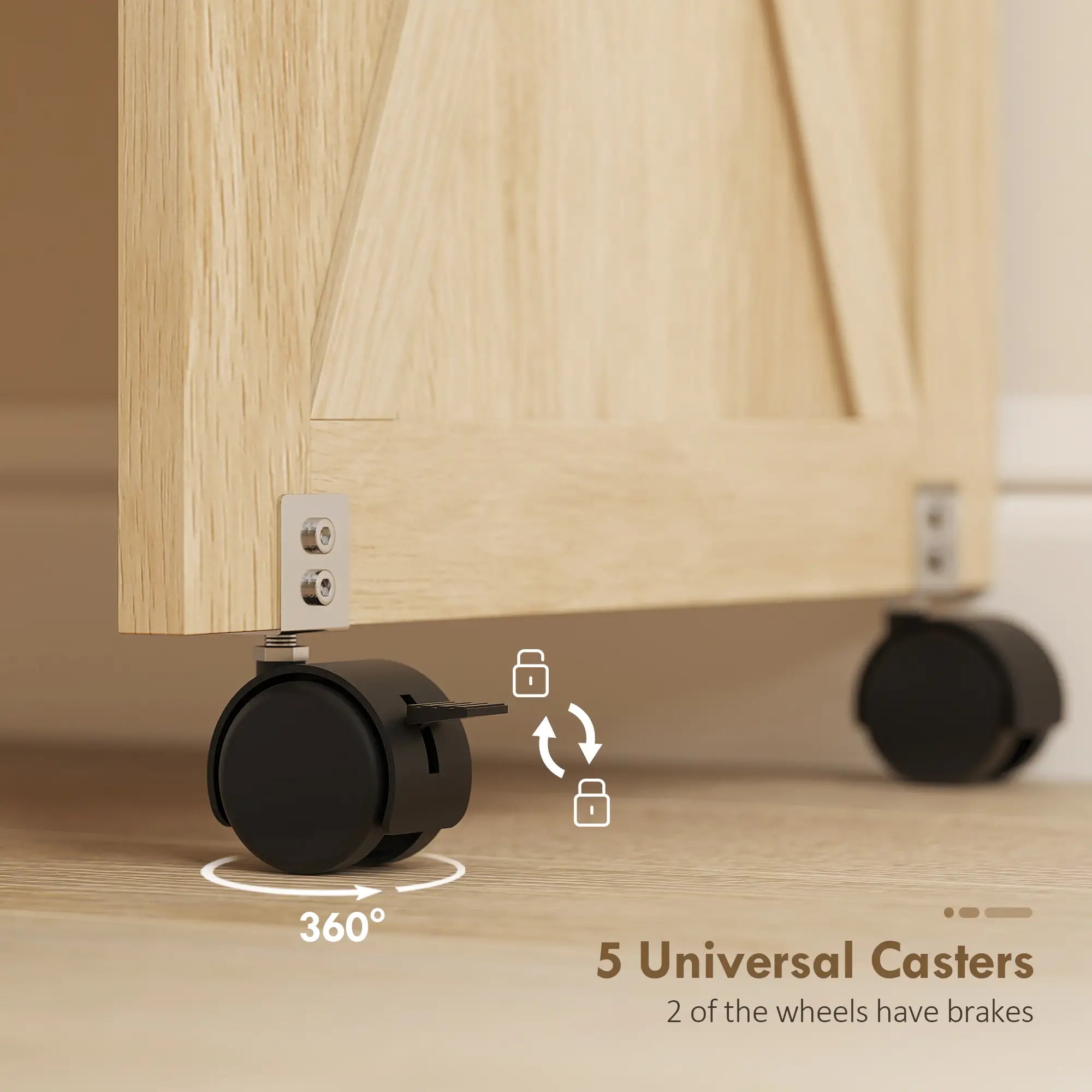 Sewing Machine Table on Wheels, Folding Craft Table with Storage, Natural Storage Cabinets at Gallery Canada