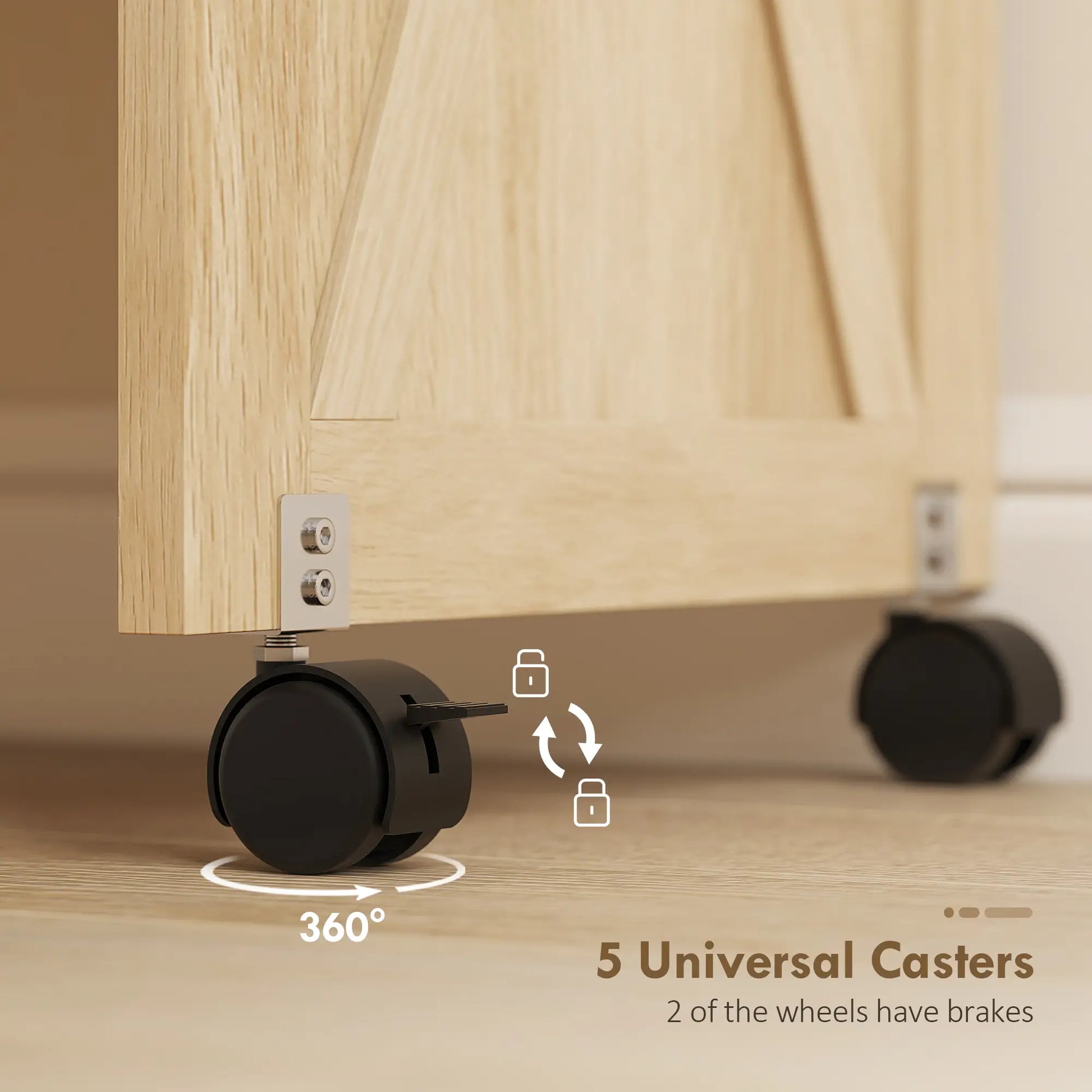 Sewing Machine Table on Wheels, Folding Craft Table with Storage, Natural Storage Cabinets at Gallery Canada