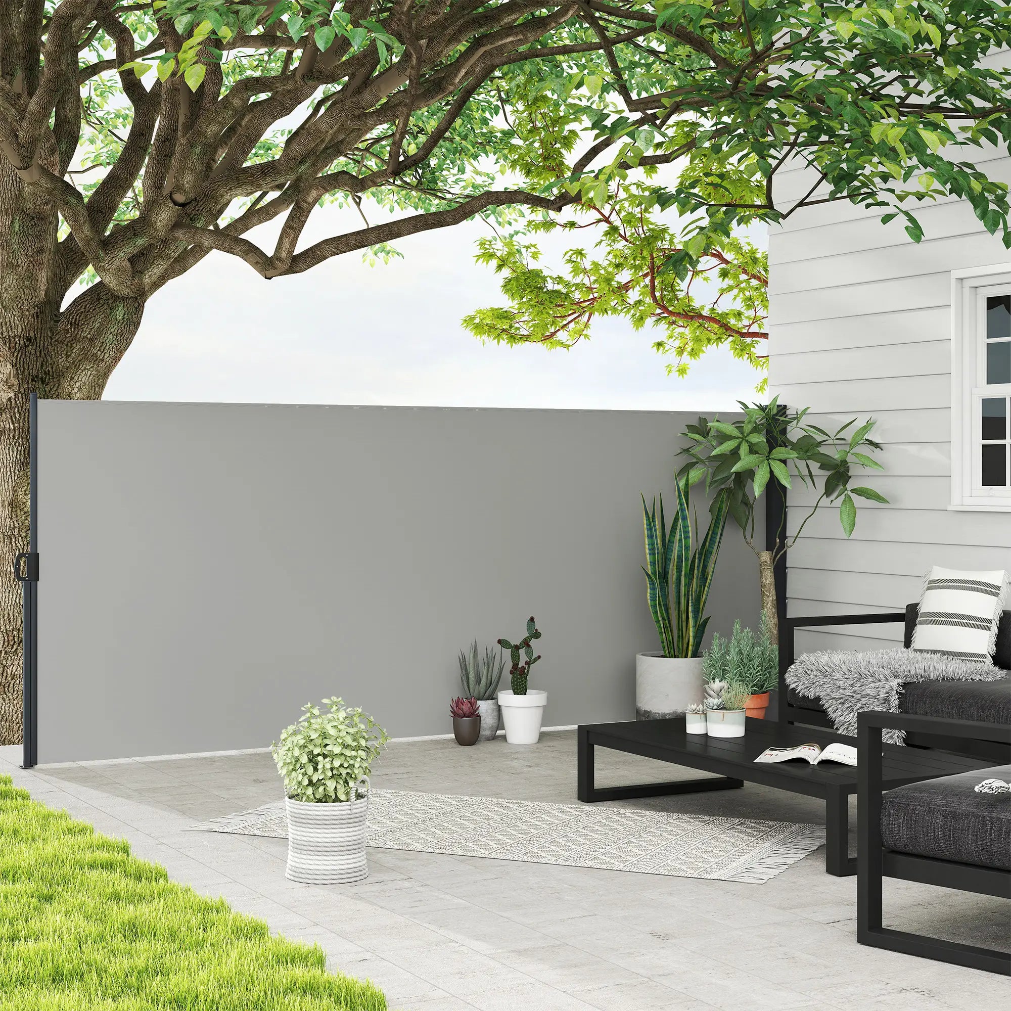 13' x 5' Retractable Side Awning, Outdoor Privacy Screen, Light Grey Retractable Side Awning at Gallery Canada
