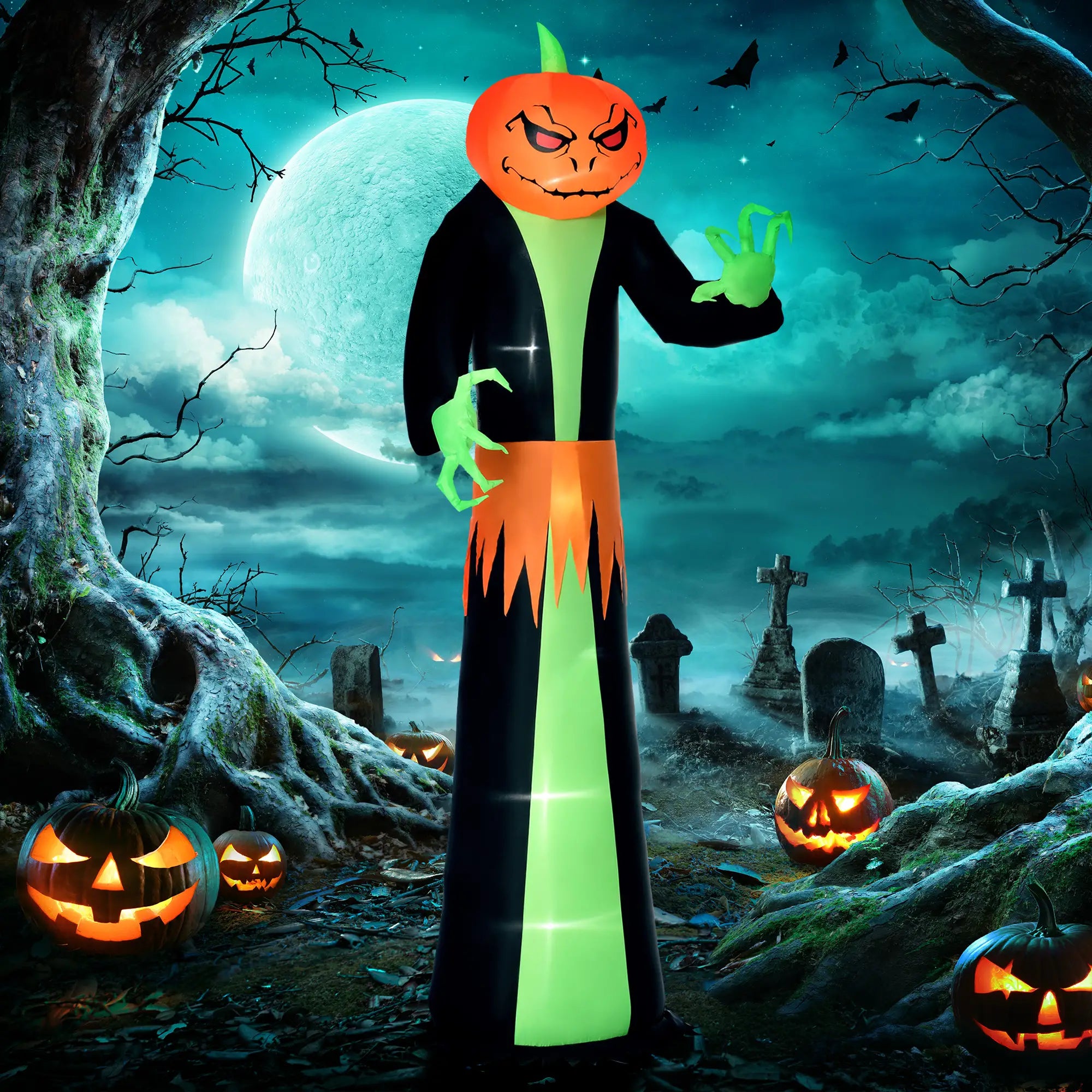 9ft Inflatable Halloween Pumpkin Head Ghost, LED Outdoor Decor Halloween Decorations at Gallery Canada