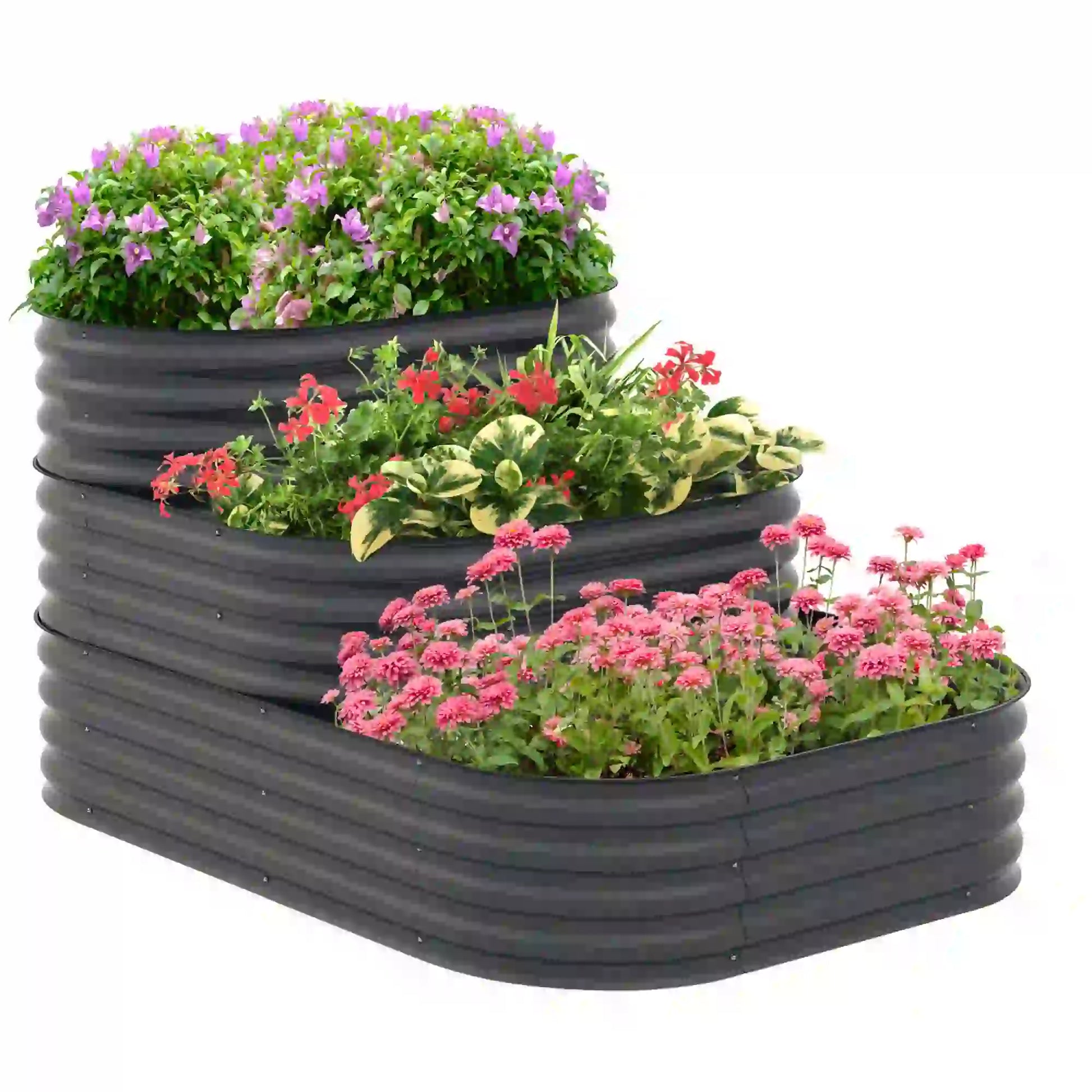 5.2'x3.6'x2.7' Outdoor Raised Garden Bed, 3-Tier Galvanized Planter Box, Grey Raised Garden Beds at Gallery Canada