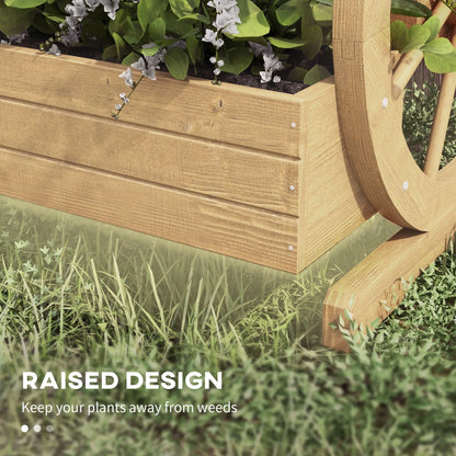 Wooden Wagon Planter Box, 3-Tier Raised Garden Bed, 24" x 24" x 22", Natural Wooden Planter Boxes at Gallery Canada