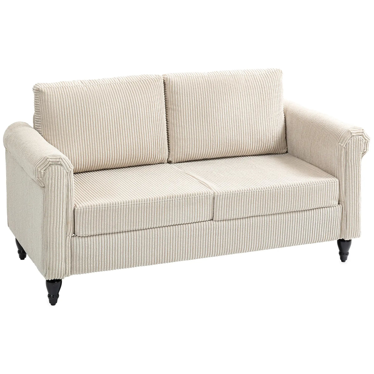 Vintage Loveseat, Upholstered 2 Seater Sofa, Beige 2-Seater Sofas Beige, Black at Gallery Canada