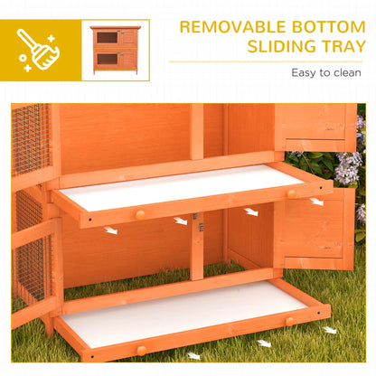 2-Tier Wooden Rabbit Hutch, Small Animal House, Bunny Pet Cage, 2 Rooms, Sliding Tray, Opening Top, Yellow Rabbit Hutch at Gallery Canada