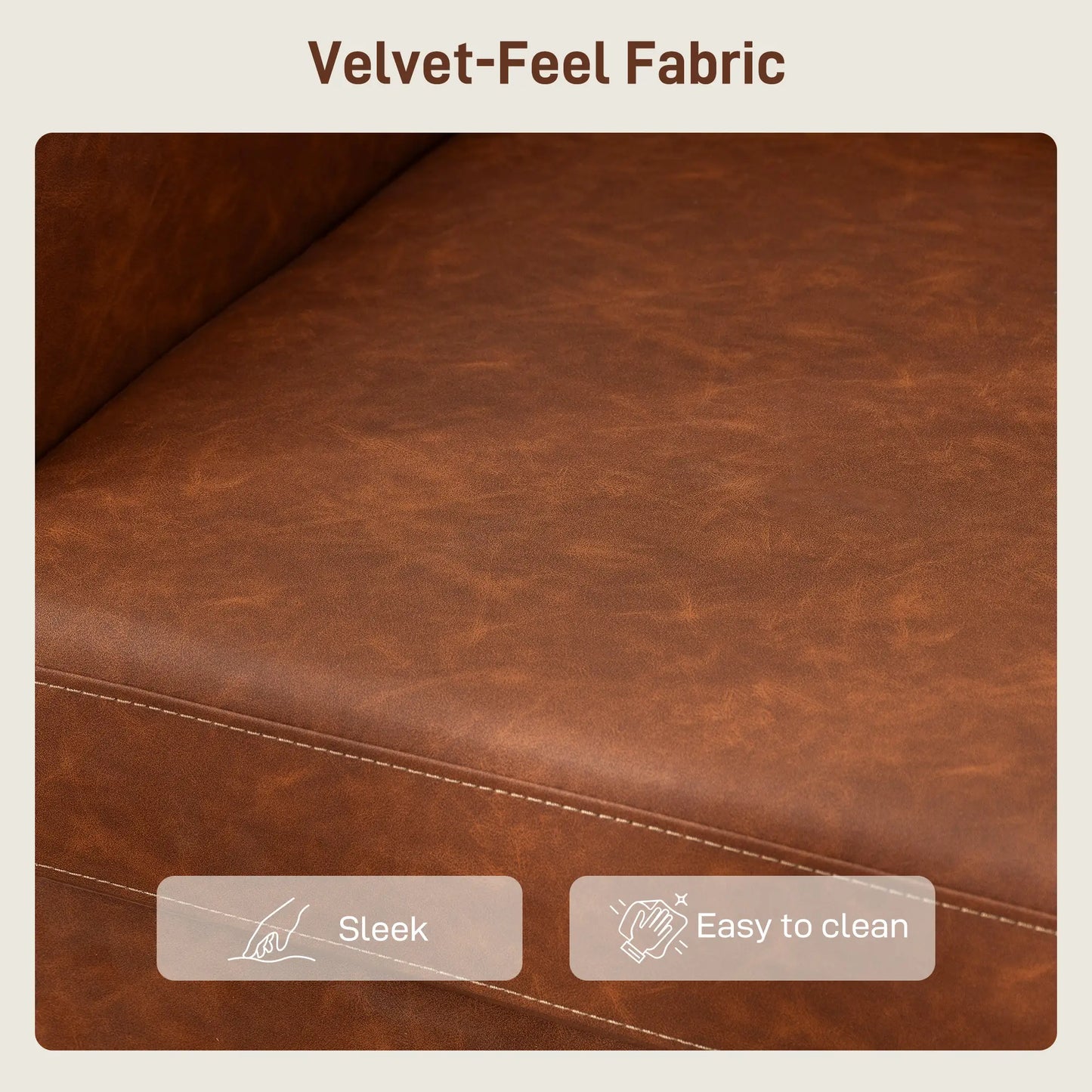 55" Loveseat Sofa, 2 Seater with Wood Legs, PU Leather, Brown 2-Seater Sofas at Gallery Canada