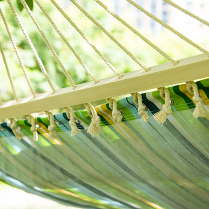 83" Patio Double Hammock, Wide Outdoor Bed, Fits 2, White Stripe, White Camping Hammocks at Gallery Canada