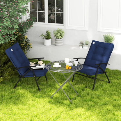 Outdoor Folding Chairs, Set of 2, Adjustable Backrest, Padded, Blue Patio Chairs at Gallery Canada