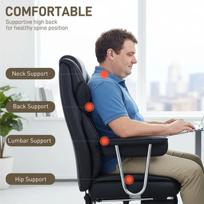 Big And Tall Office Chair, 400 Lbs, Reclining Backrest, PU Leather Executive & Manager Chairs at Gallery Canada