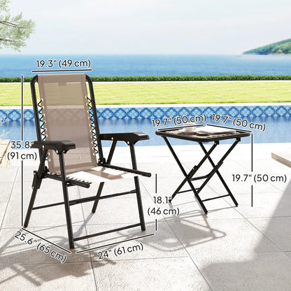 3 Piece Patio Bistro Set, Metal Outdoor Folding Table And Chairs, Khaki Bistro Sets at Gallery Canada