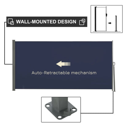 118" x 63" Outdoor Folding Privacy Screen, UV Wind Resistant, Dark Blue Side Awnings at Gallery Canada