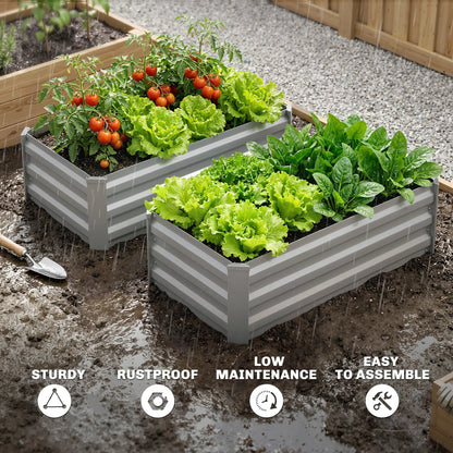 Set of 2 Galvanized Raised Garden Beds, Outdoor Planter Box, Light Grey Raised Garden Beds at Gallery Canada