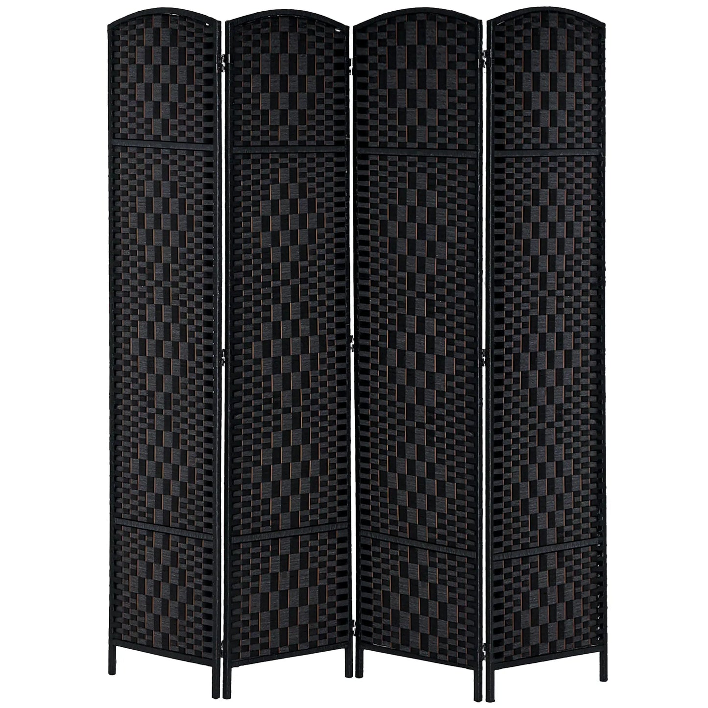 6ft Folding Room Divider, 4 Panel Wooden Frame, Black Room Dividers Black at Gallery Canada