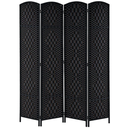6ft Folding Room Divider, 4 Panel Wooden Frame, Black Room Dividers Black at Gallery Canada