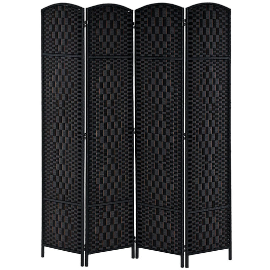 6ft Folding Room Divider, 4 Panel Wooden Frame, Black Room Dividers Black at Gallery Canada