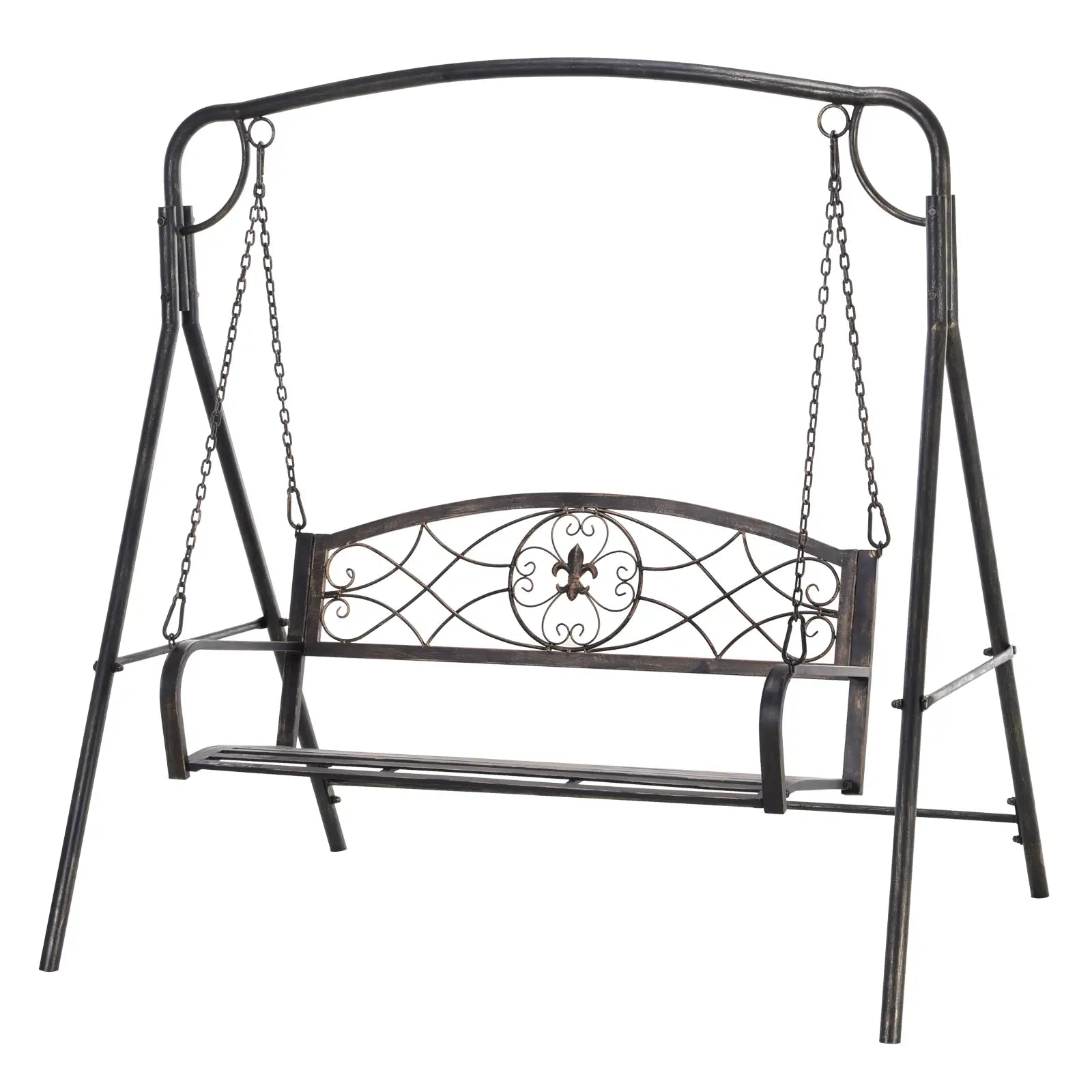 2 Seater Porch Swing Chair, Weather Resistant, Outdoor, Black Patio Swings with Stand at Gallery Canada