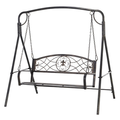 2 Seater Porch Swing Chair, Weather Resistant, Outdoor, Black Patio Swings with Stand at Gallery Canada