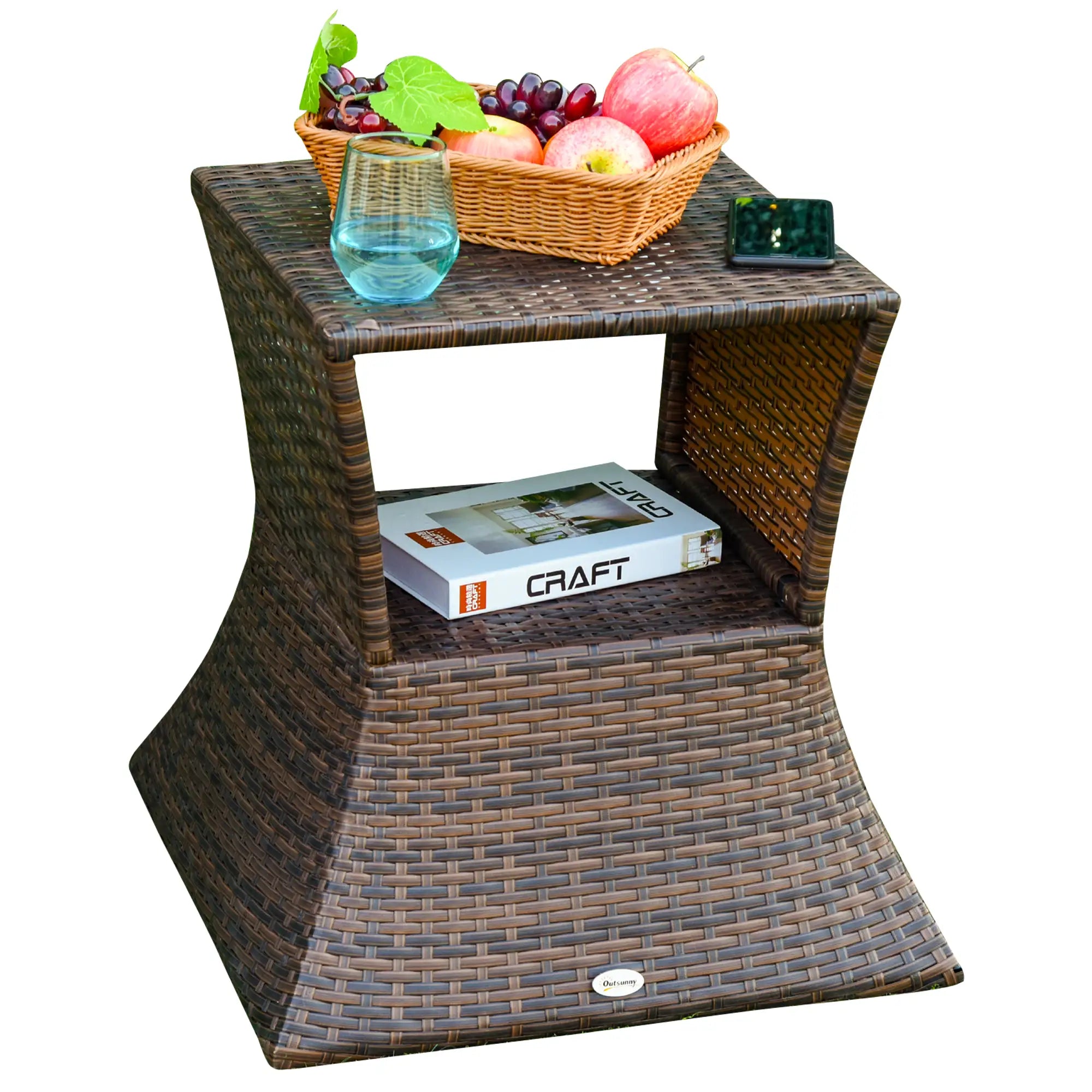Rattan Wicker Side Table, 21.3