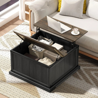 Lift Top Coffee Table, Square Farmhouse Center Table, Wood Grain, Black Coffee Tables at Gallery Canada