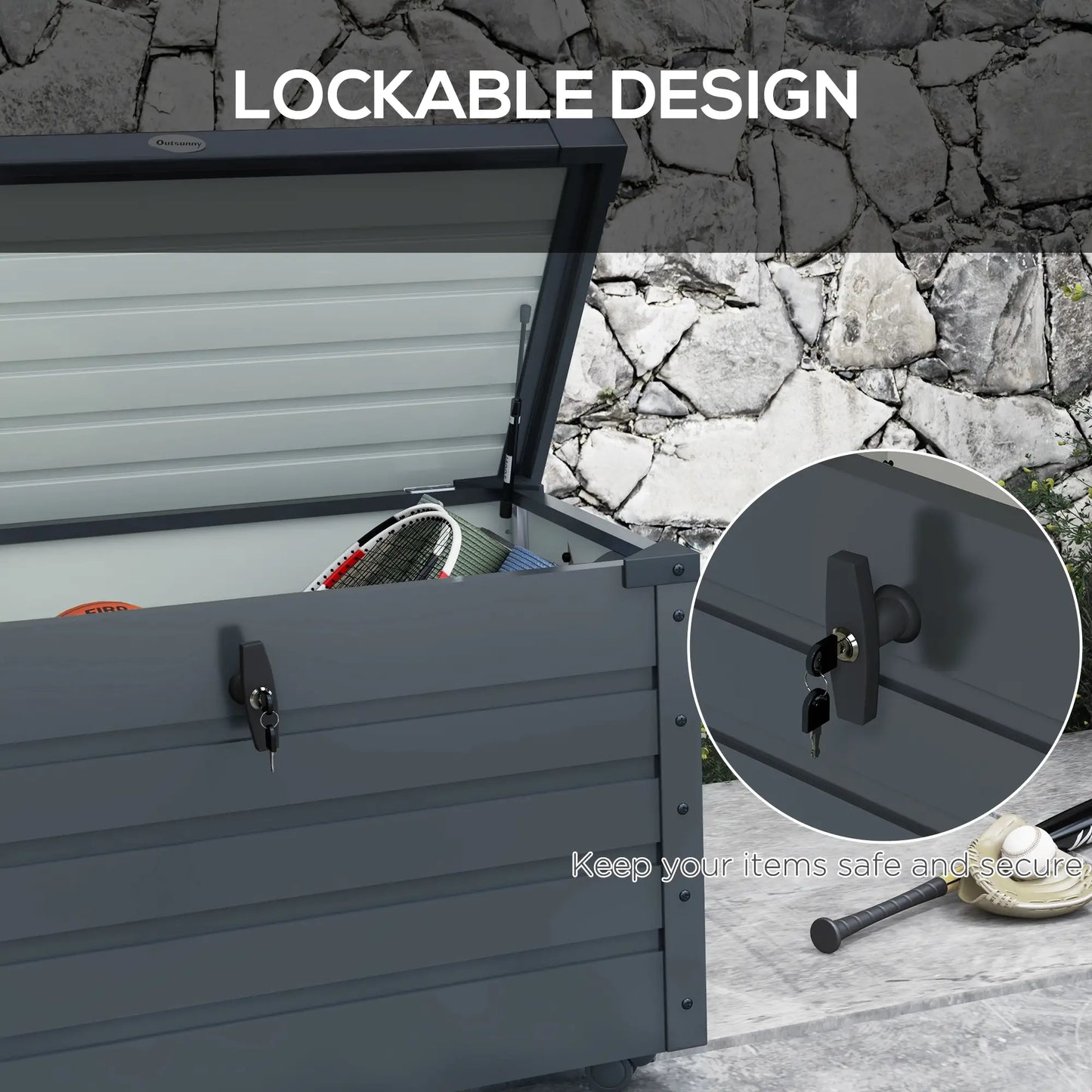 78 Gallon Waterproof Outdoor Storage Box With Wheels, Dark Grey Patio Storage Boxes at Gallery Canada
